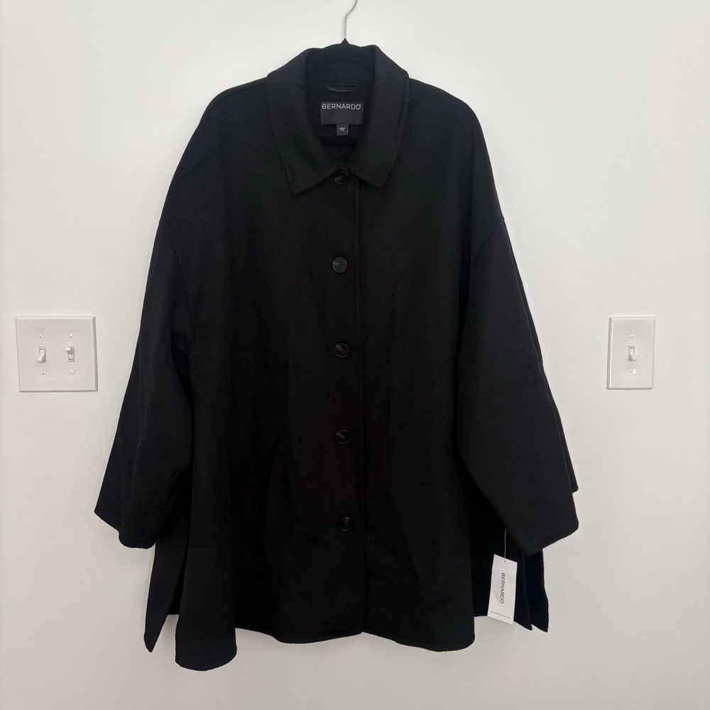 Bernardo Women's XXL Double Face Coat/Shacket Relaxed fit Black ClassyWork - Picture 2 of 10